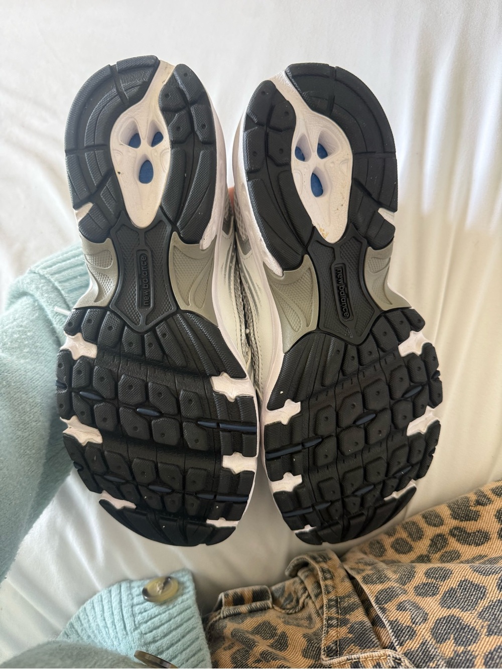 New Balance Kids White and Navy Athletic Sneakers - Picture 3 of 4